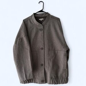 MAX STUDIO LONDON Mens Geometric Print Button Front Jacket Size XL Brown‎